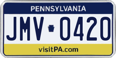 PA license plate JMV0420