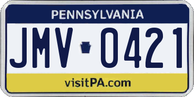 PA license plate JMV0421
