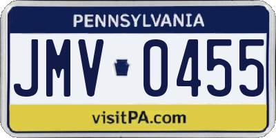 PA license plate JMV0455