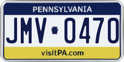 PA license plate JMV0470