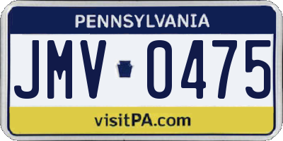 PA license plate JMV0475