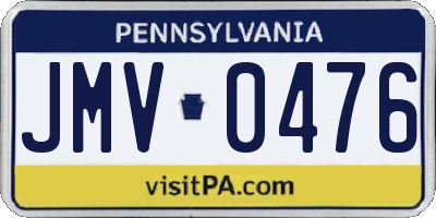 PA license plate JMV0476