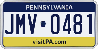 PA license plate JMV0481