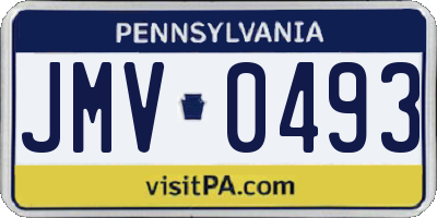PA license plate JMV0493