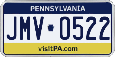 PA license plate JMV0522