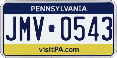 PA license plate JMV0543