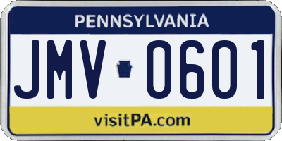 PA license plate JMV0601