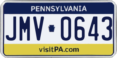 PA license plate JMV0643