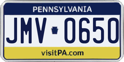 PA license plate JMV0650