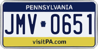 PA license plate JMV0651