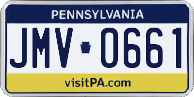 PA license plate JMV0661