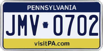 PA license plate JMV0702