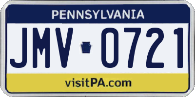 PA license plate JMV0721
