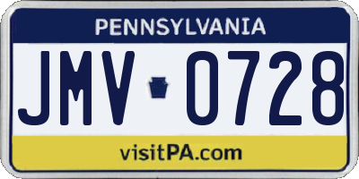 PA license plate JMV0728