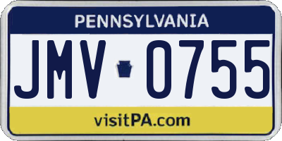 PA license plate JMV0755