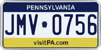 PA license plate JMV0756