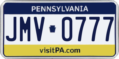 PA license plate JMV0777