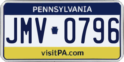 PA license plate JMV0796