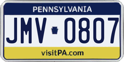 PA license plate JMV0807