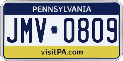 PA license plate JMV0809