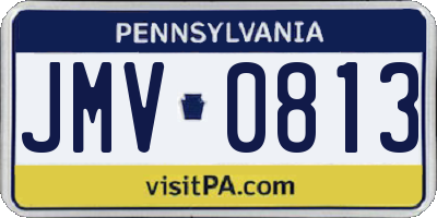 PA license plate JMV0813