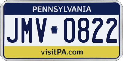 PA license plate JMV0822