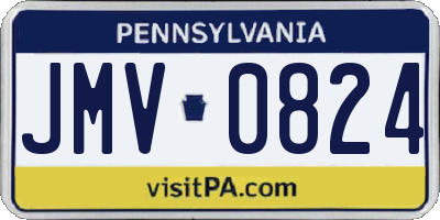 PA license plate JMV0824