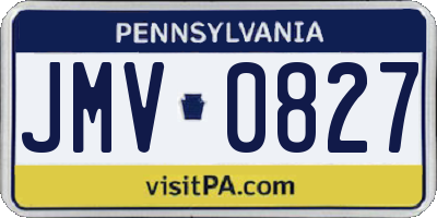 PA license plate JMV0827