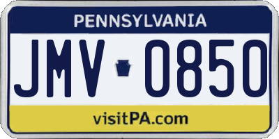 PA license plate JMV0850