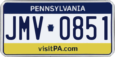 PA license plate JMV0851