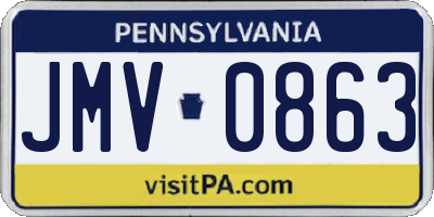 PA license plate JMV0863