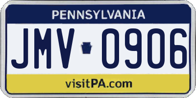 PA license plate JMV0906