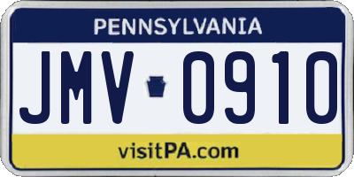 PA license plate JMV0910
