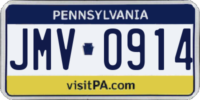 PA license plate JMV0914