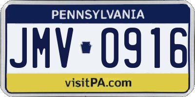PA license plate JMV0916