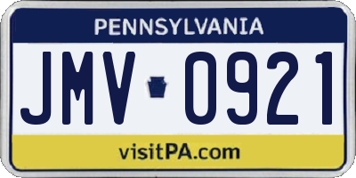 PA license plate JMV0921