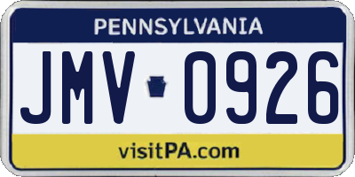 PA license plate JMV0926