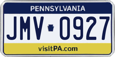 PA license plate JMV0927