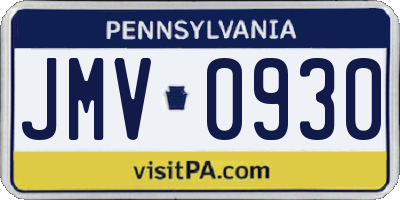 PA license plate JMV0930