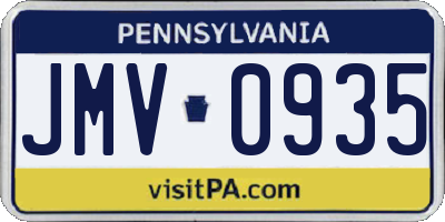 PA license plate JMV0935