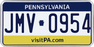 PA license plate JMV0954