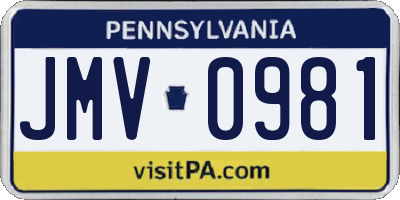 PA license plate JMV0981