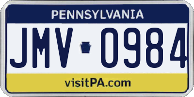 PA license plate JMV0984