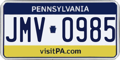 PA license plate JMV0985