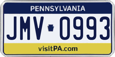 PA license plate JMV0993