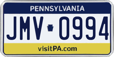 PA license plate JMV0994