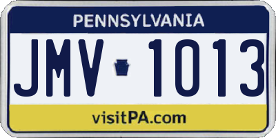PA license plate JMV1013