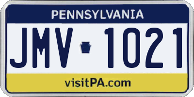 PA license plate JMV1021