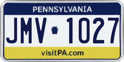 PA license plate JMV1027