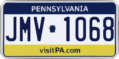 PA license plate JMV1068